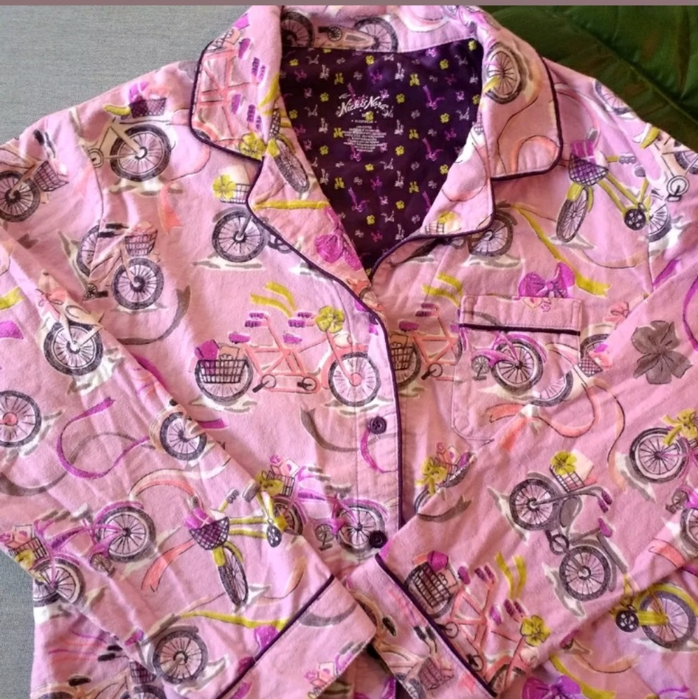 Nick & Nora Winter Bicycles flannel pajamas - Picture 6 of 8